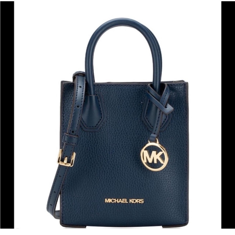 Michael Kors Dark Blue Mini Bag with Gold Accents